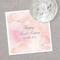 Fête élégante rose poudré aquarelle paillettes dor
