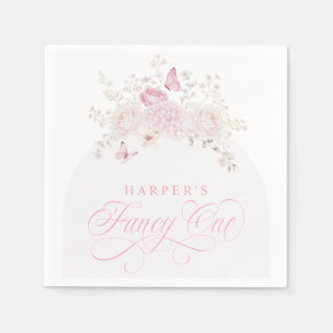 Serviette En Papier Fête élégante rose pour un 1er anniversaire