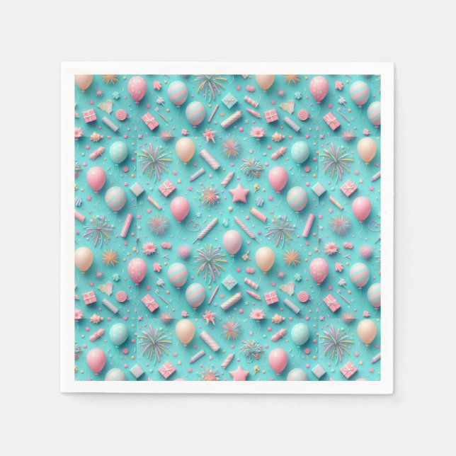 Serviette En Papier Fête en bleu (Devant)