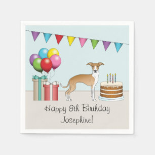 Serviette En Papier Fête Et Blanc Italien Greyhound Coloré Anniversair
