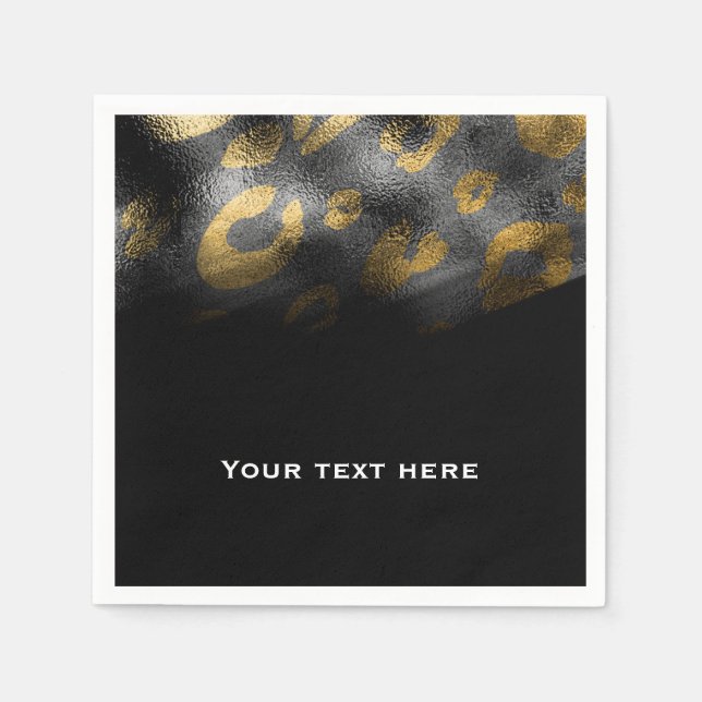 Serviette En Papier Fête exotique ombres noires et imprimé léopard (Devant)