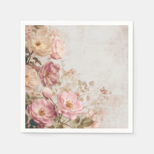 Serviette En Papier Fête Florale Romantique Vintage Roses Shabby Chic