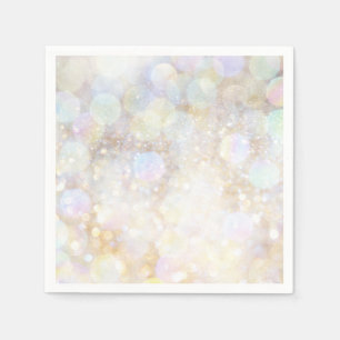 Serviette En Papier Fête Glamour Paillettes Flou Arc-en-ciel Champagne