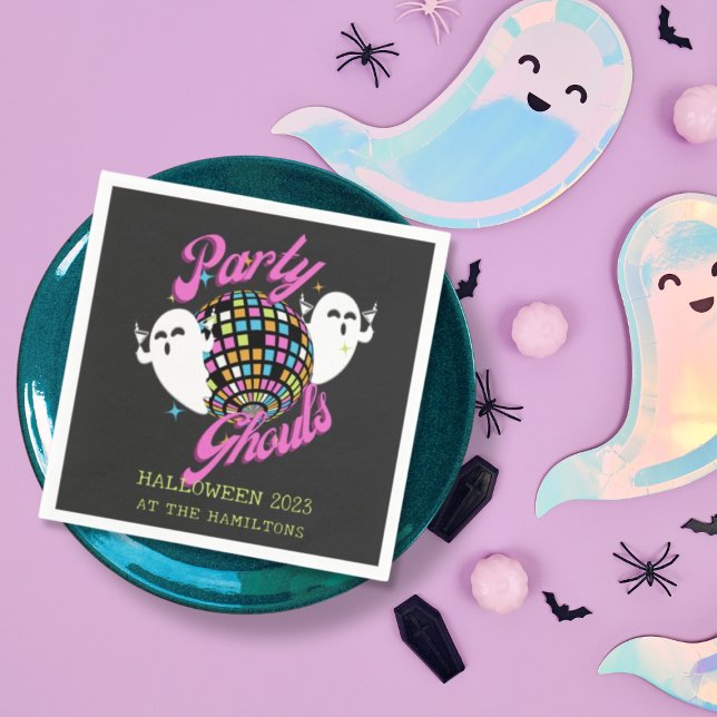 Serviette En Papier Fête Gouls Retro Halloween Ghosts (Créateur téléchargé)