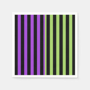 Serviette En Papier Fête Halloween rayée verte violette et noire