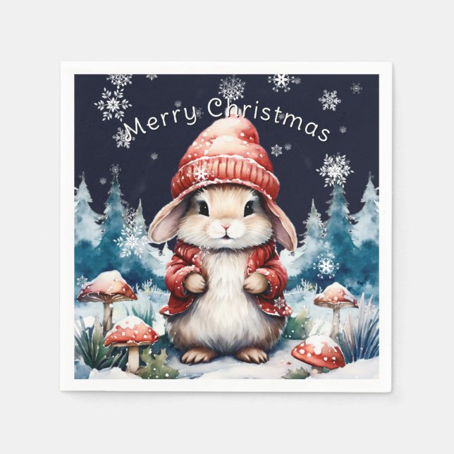 Serviette En Papier Fête lapin de Noël fantastique (Devant)