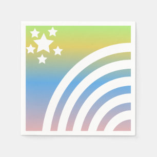 Serviette En Papier Fête Licorne Étoiles Rayures Arc-en-ciel