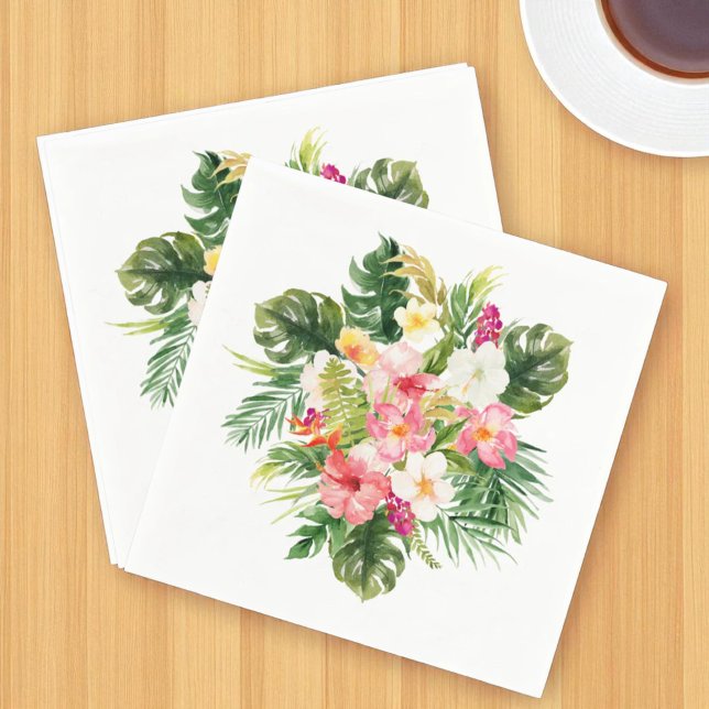 Serviette En Papier Fête Luau d'été Fleurs Tropicales (Créateur téléchargé)
