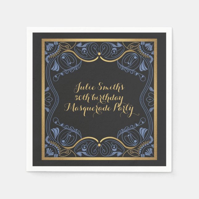 Serviette En Papier Fête Masquerade masqué anniversaire boule masqué l (Devant)