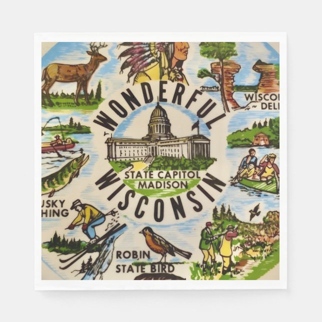 Serviette En Papier Fête merveilleuse dans le Wisconsin  (Devant)