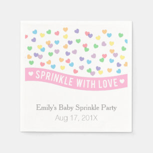 Serviette En Papier Fête Moderne de Baby Sprinkle aux Cœurs Colorés