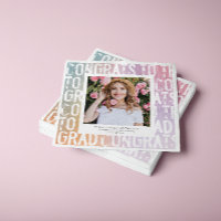 Fête moderne pastel arc-en-ciel rose photo graduat