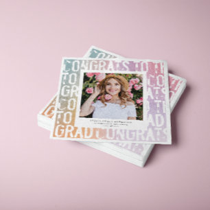 Serviette En Papier Fête moderne pastel arc-en-ciel rose photo graduat