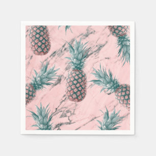 Serviette En Papier Fête Moderne Tourbillon Marbre Rose Ananas