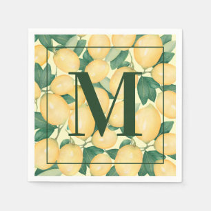 Serviette En Papier Fête Monogramme citron