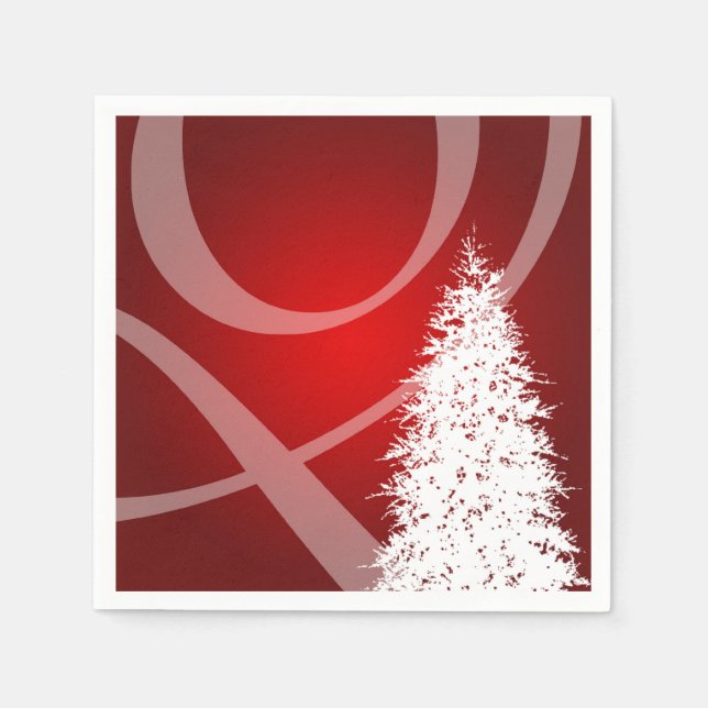 Serviette En Papier Fête Noël Fête Noël Design Rouge Blanc (Devant)