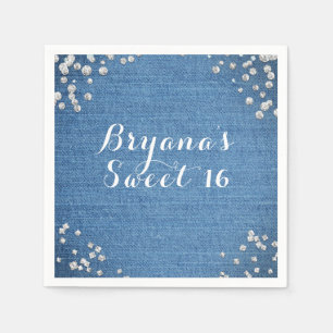 Serviette En Papier Fête Paillettes Éclatées Denim & Diamants