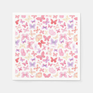 Serviette En Papier Fête Papillons Rose Violet Jaune