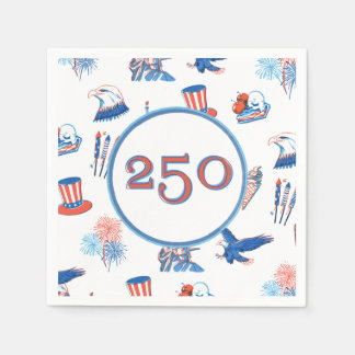 Serviette En Papier Fête patriotique aquarelle du 250e 4 juillet