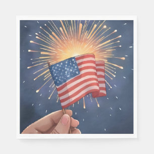 Serviette En Papier Fête patriotique du drapeau américain
