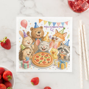 Serviette En Papier Fête Pizza & Pyjama Animaux Mignons