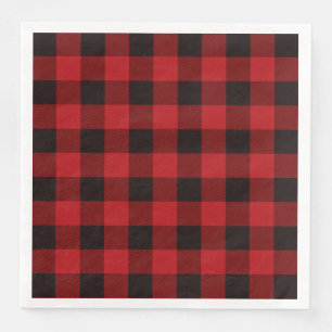 Serviette En Papier fête plaid rouge rustique d'hiver bûcheron