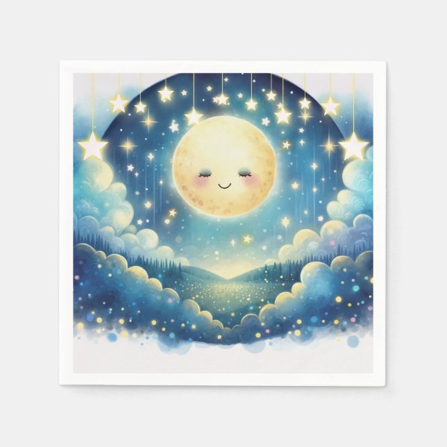 Serviette En Papier Fête Prénatale à l'aquarelle "Twinkle Little Star" (Devant)