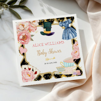 Serviette En Papier Fête Prénatale Bébé Alice au Pays des Merveilles T