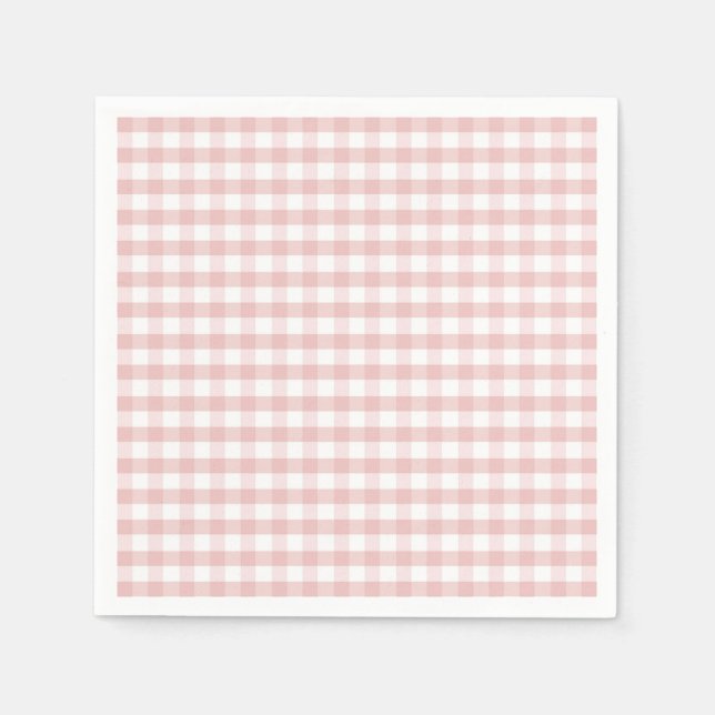 Serviette En Papier Fête Prénatale Bébé Anniversaire Plaid Gingham Ros (Devant)