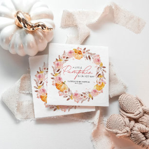 Serviette En Papier Fête Prénatale Bébé Fille "En Route" Citrouille Pe