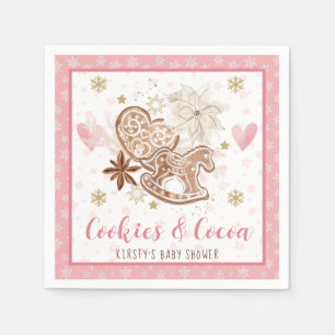 Serviette En Papier Fête Prénatale "Cookies roses et cacao"