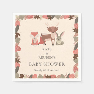Serviette En Papier Fête Prénatale Couple Animaux de la Forêt Gouttes