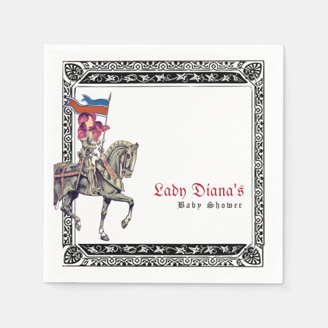 Serviette En Papier Fête Prénatale de Bébé Chevalier Renaissance Médié (Devant)