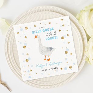 Serviette En Papier Fête Prénatale Garçons Aquarelle Bleue Silly Goose