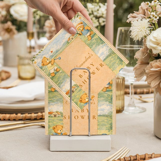 Serviette En Papier Fête Prénatale Oursons Rétro (Créateur téléchargé)