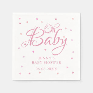 Serviette En Papier Fête prénatale Pink Hearts Oh Baby