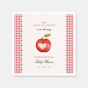 Serviette En Papier Fête Prénatale Pomme de Notre Œil à Carreaux Rouge