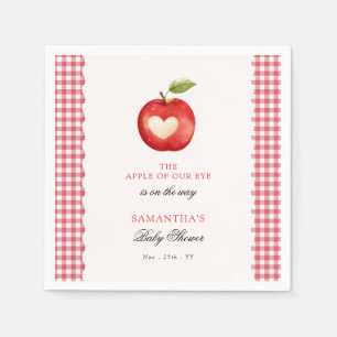 Serviette En Papier Fête Prénatale Pomme de Notre Œil à Carreaux Rouge