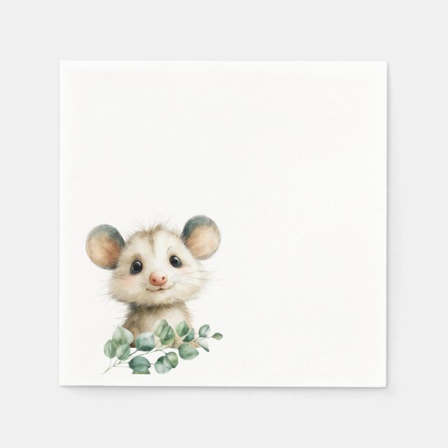 Serviette En Papier Fête Prénatale pour Bébé Opossum des Bois • Neutre (Devant)