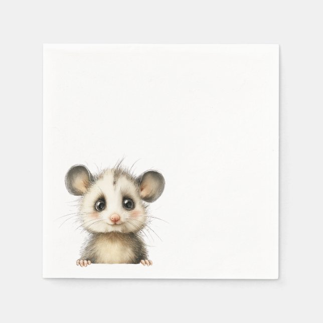 Serviette En Papier Fête Prénatale pour Bébé Opossum des Bois • Neutre (Devant)
