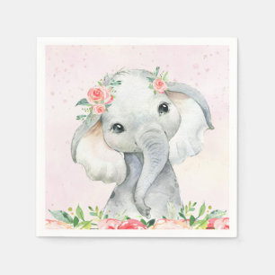 Serviette En Papier Fête Prénatale pour un Bébé Éléphant Féminin Migno