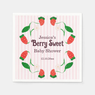Serviette En Papier Fête prénatale rose Art Nouveau aux fruits rouges