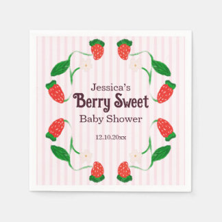 Serviette En Papier Fête prénatale rose Art Nouveau aux fruits rouges