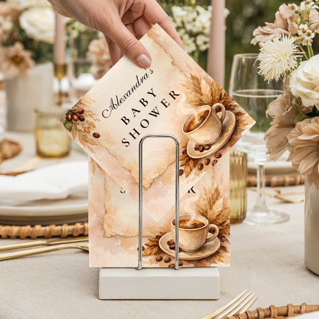 Serviette En Papier Fête Prénatale Rustique 'Un Bébé se Prépare' Café (Créateur téléchargé)