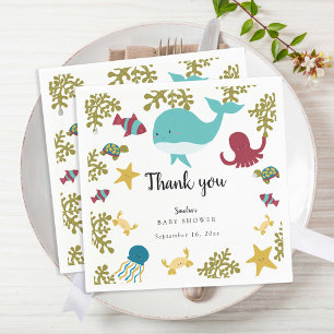 Serviette En Papier Fête prénatale sous la mer Bébé Cute Kawaii Merci