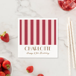 Serviette En Papier Fête rayée minimaliste et élégante avec des couleu