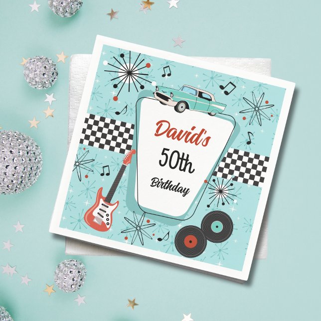 Serviette En Papier Fête Rétro des Années 1950  (Retro 1950s party napkins
)