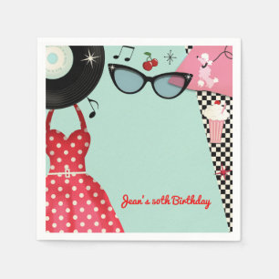 Serviette En Papier Fête rétro vintage tenue des années 50