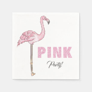 Serviette En Papier Fête Rose Flamingo Moderne Simple