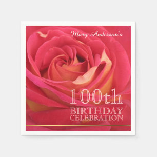 Serviette En Papier Fête Rose florissante 100e anniversaire N